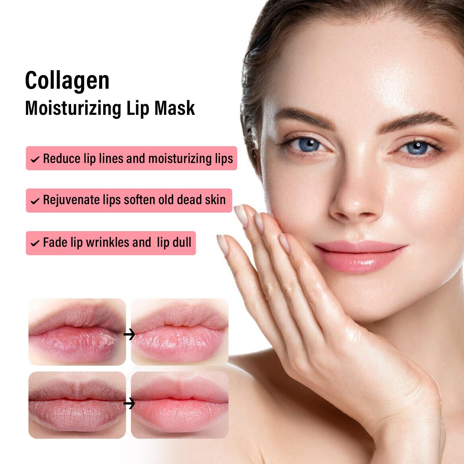 Close-up of REENGULL pink collagen sheet with nourishing serum.