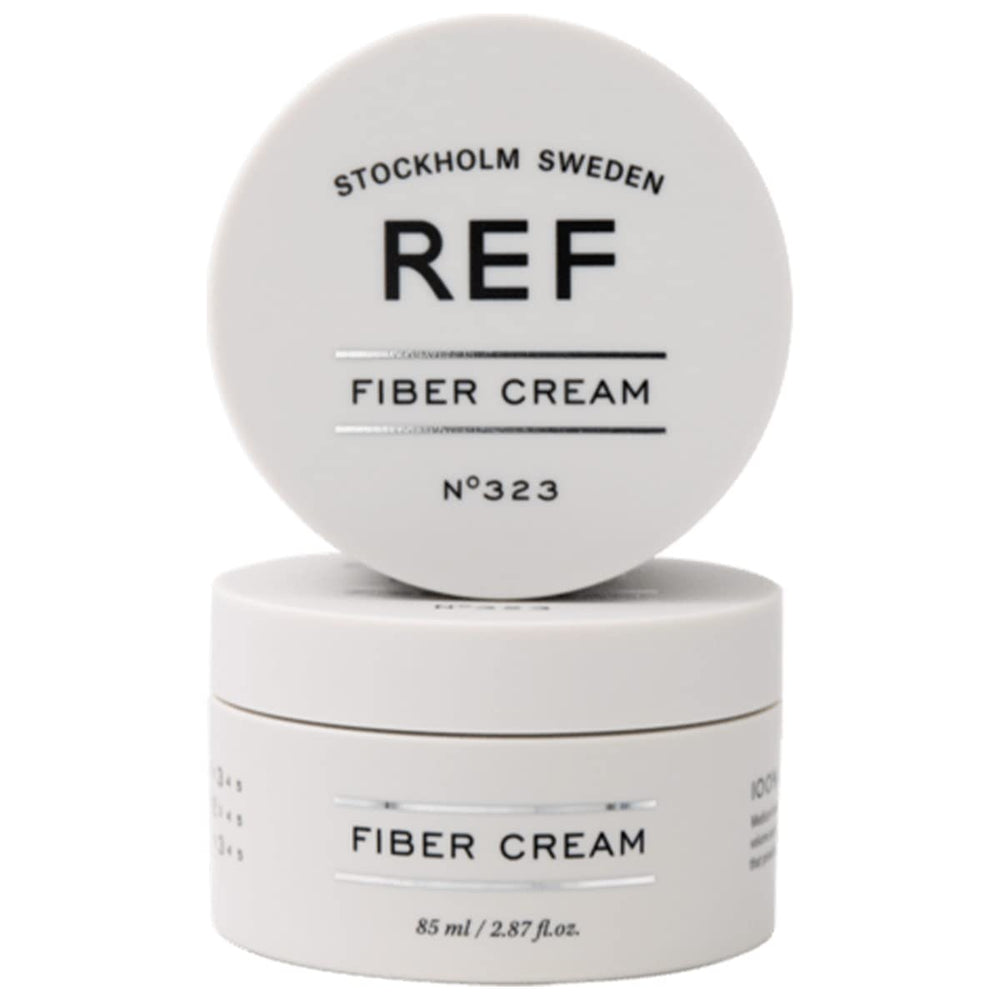 REF FIBER CREAM N°323 bottle close-up showing creamy texture ideal for smoothing routine