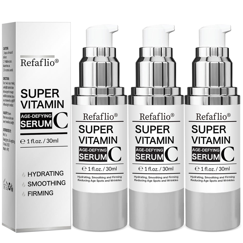Refaflio Super Vitamin C Serum bottle showcases premium hydration and easy daily use.