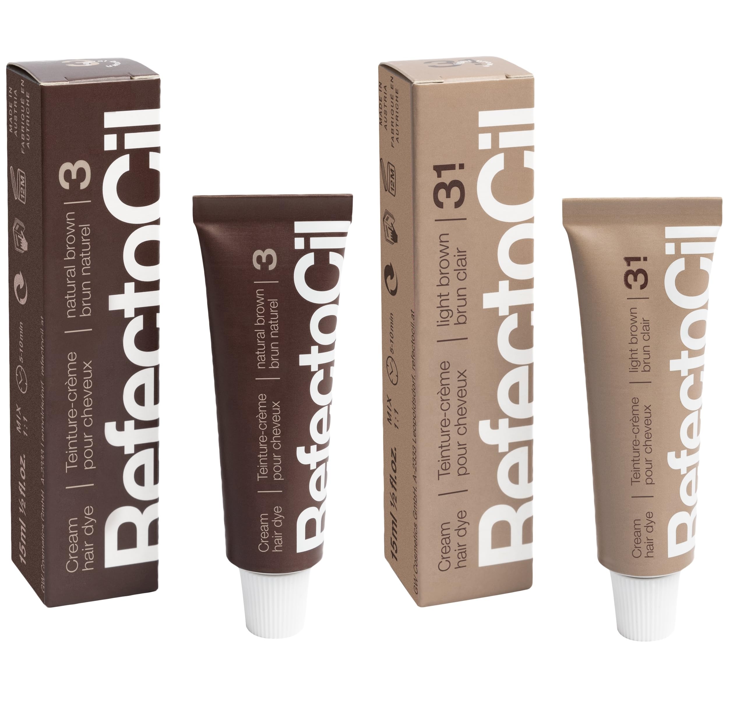 RefectoCil cream dye Natural Brown shade for a natural brunette transformation.
