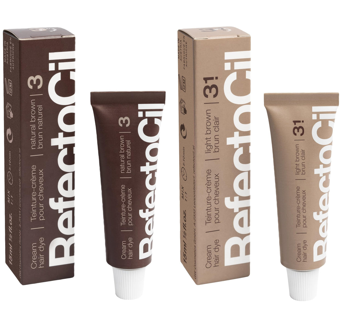 RefectoCil cream dye Natural Brown shade for a natural brunette transformation.