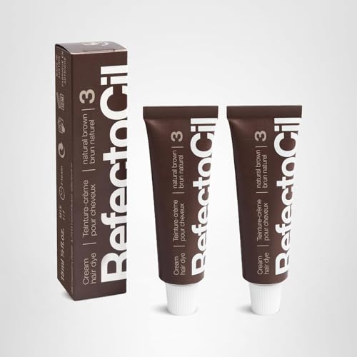RefectoCil No. 3 Natural Brown cream dye 2-pack for convenient home coloring.