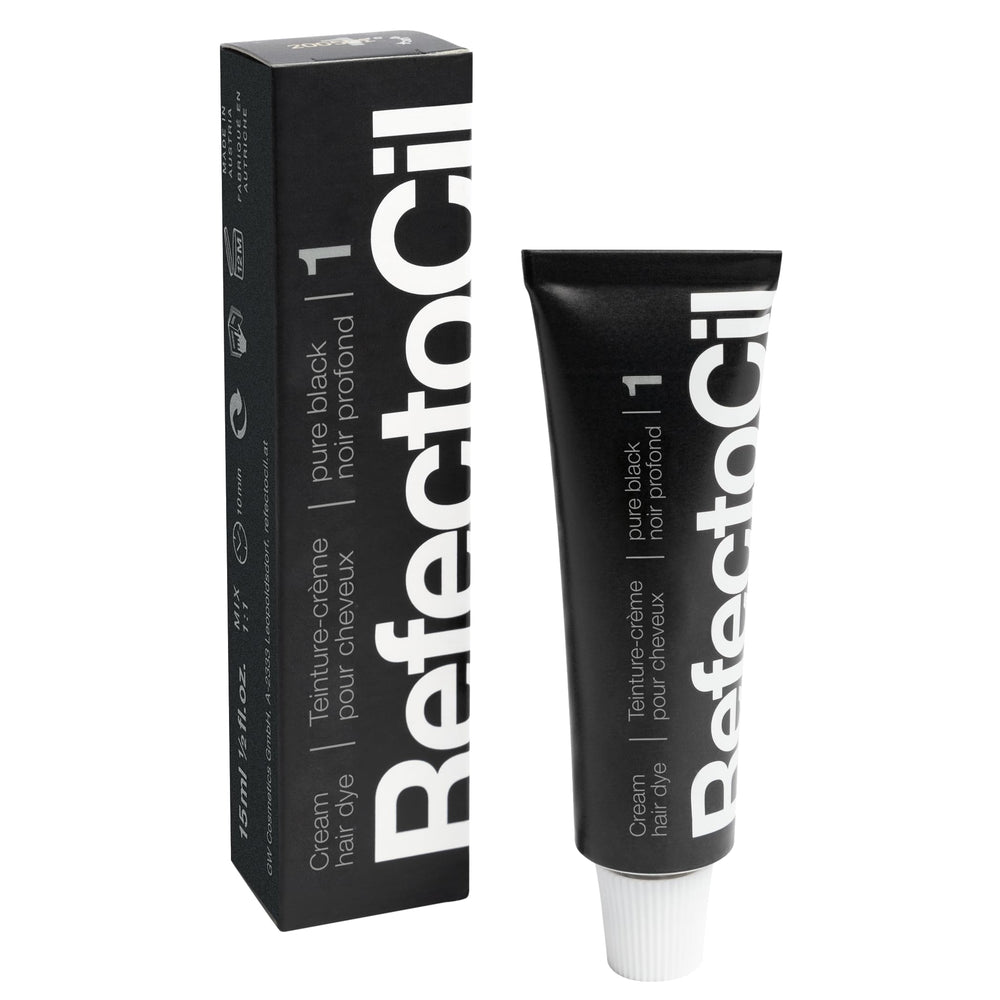 RefectoCil No. 1 Pure Black application set highlighting precise dye application