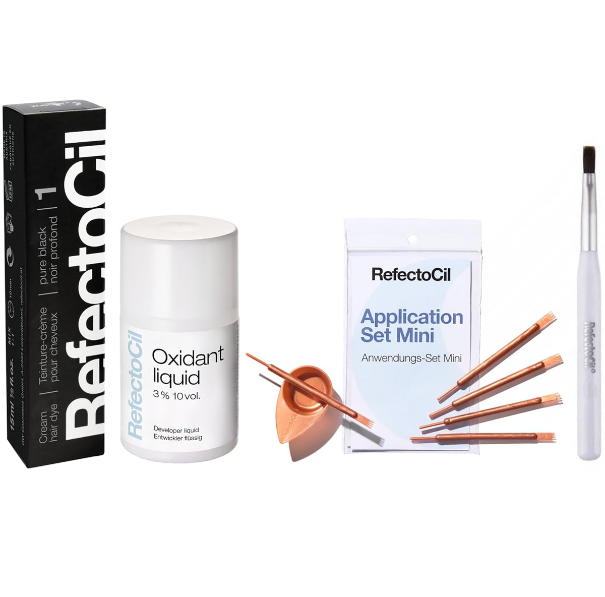 RefectoCil No. 1 Pure Black dye bottle showing rich black color for bold looks