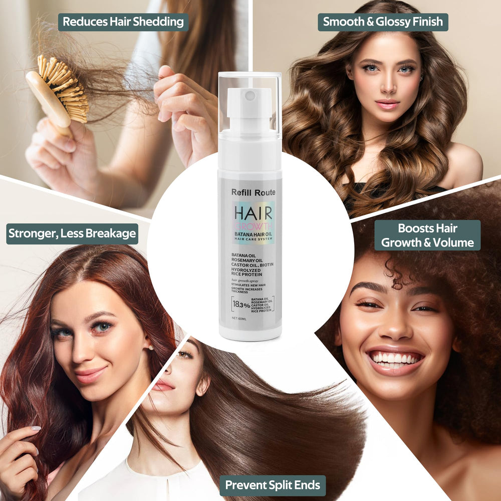 Batana Hair Growth Spray on dry hair strands for frizz control