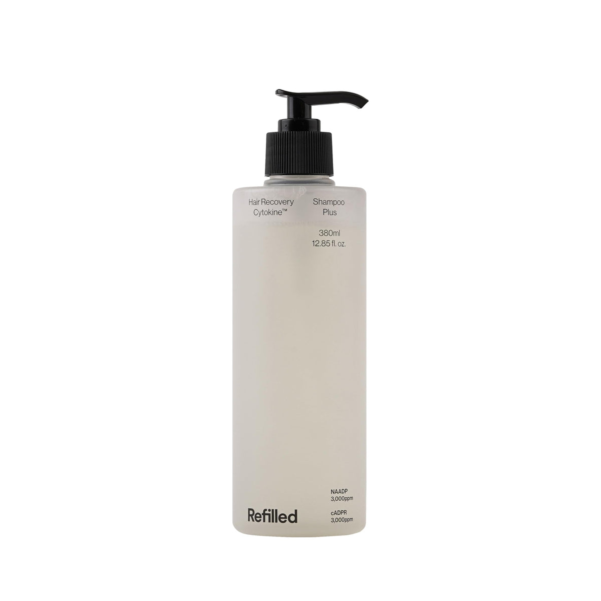 Refilled Hair-Recovery Cytokine Shampoo bottle front showing sleek packaging and density focus.