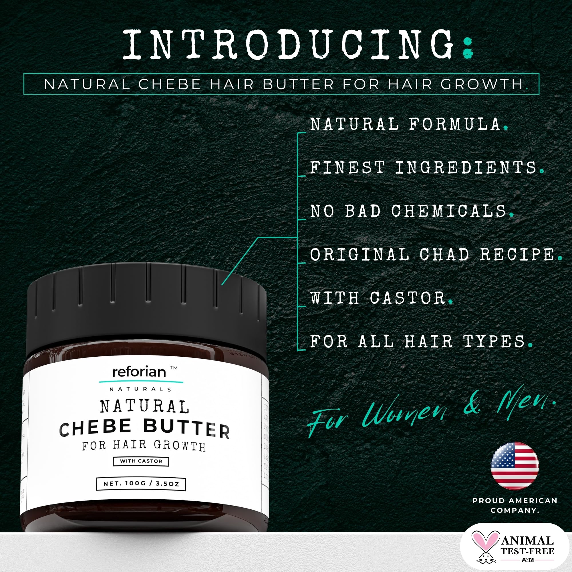 Reforian Chebe Hair Butter bottle pour demonstrates easy application and scalp nourishment.