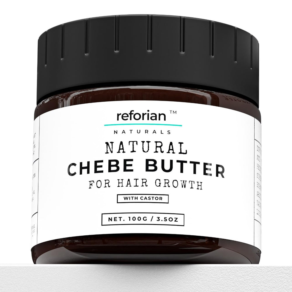 Reforian Chebe Hair Butter jar shown for deep moisture and frizz control.