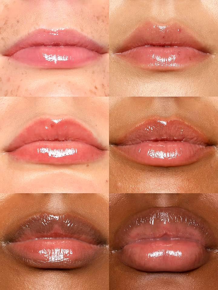 REFY Blush Lip Gloss on lips offering long-lasting color and smooth gloss