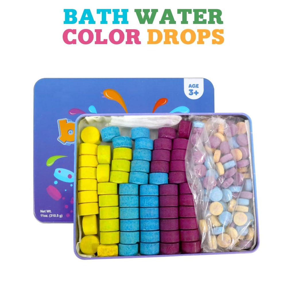 Regal Games Kid Made Modern bath color tablets kids playing turning bath into a creative color playground.