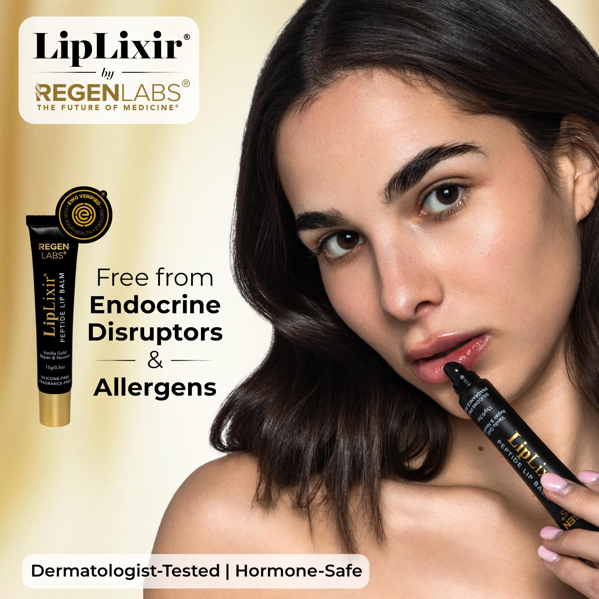 Dermatologist-tested LipLixir image conveys professional-approved lip care.
