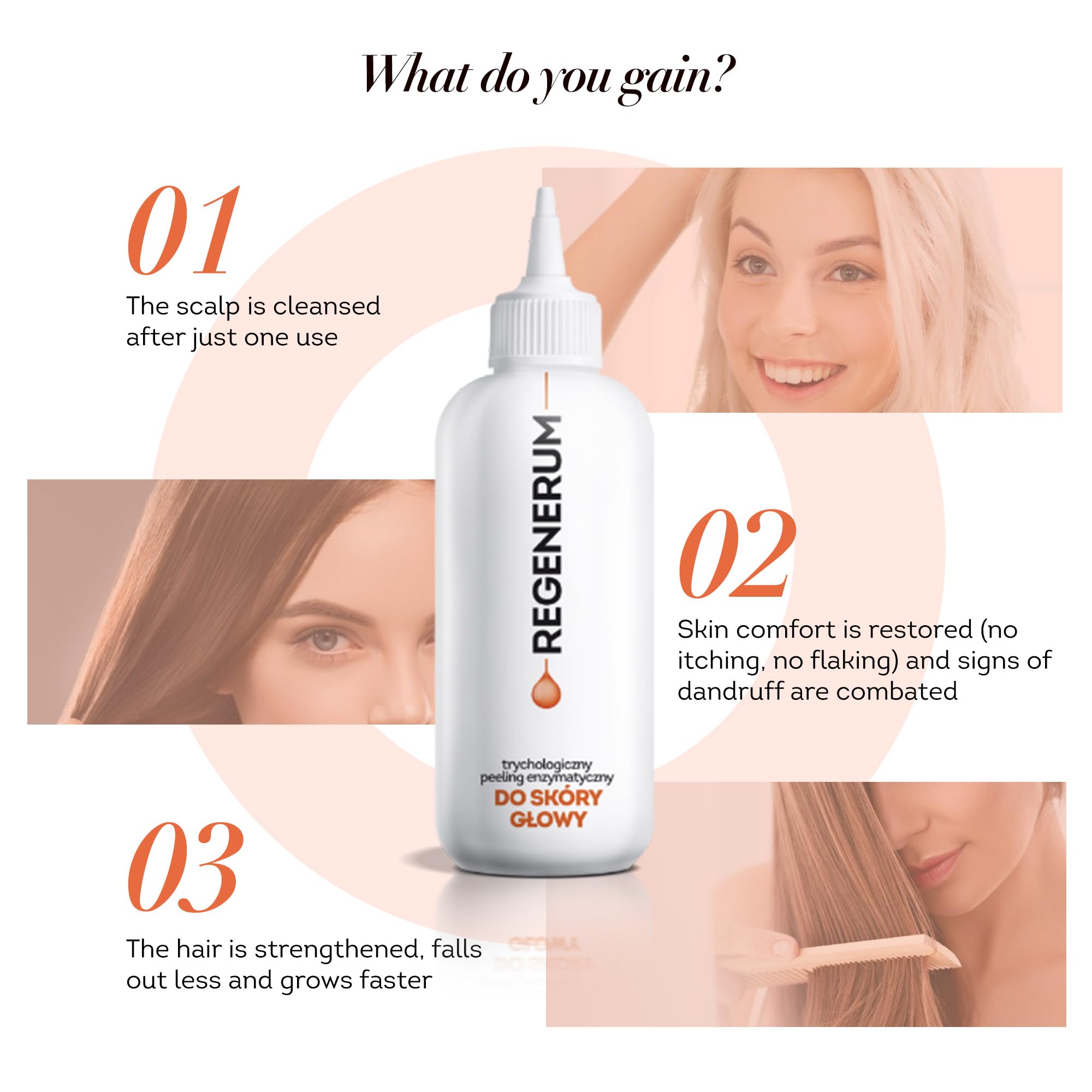 Regenerum Trichology enzymatic peel no-particles close-up — thorough cleansing without grit.