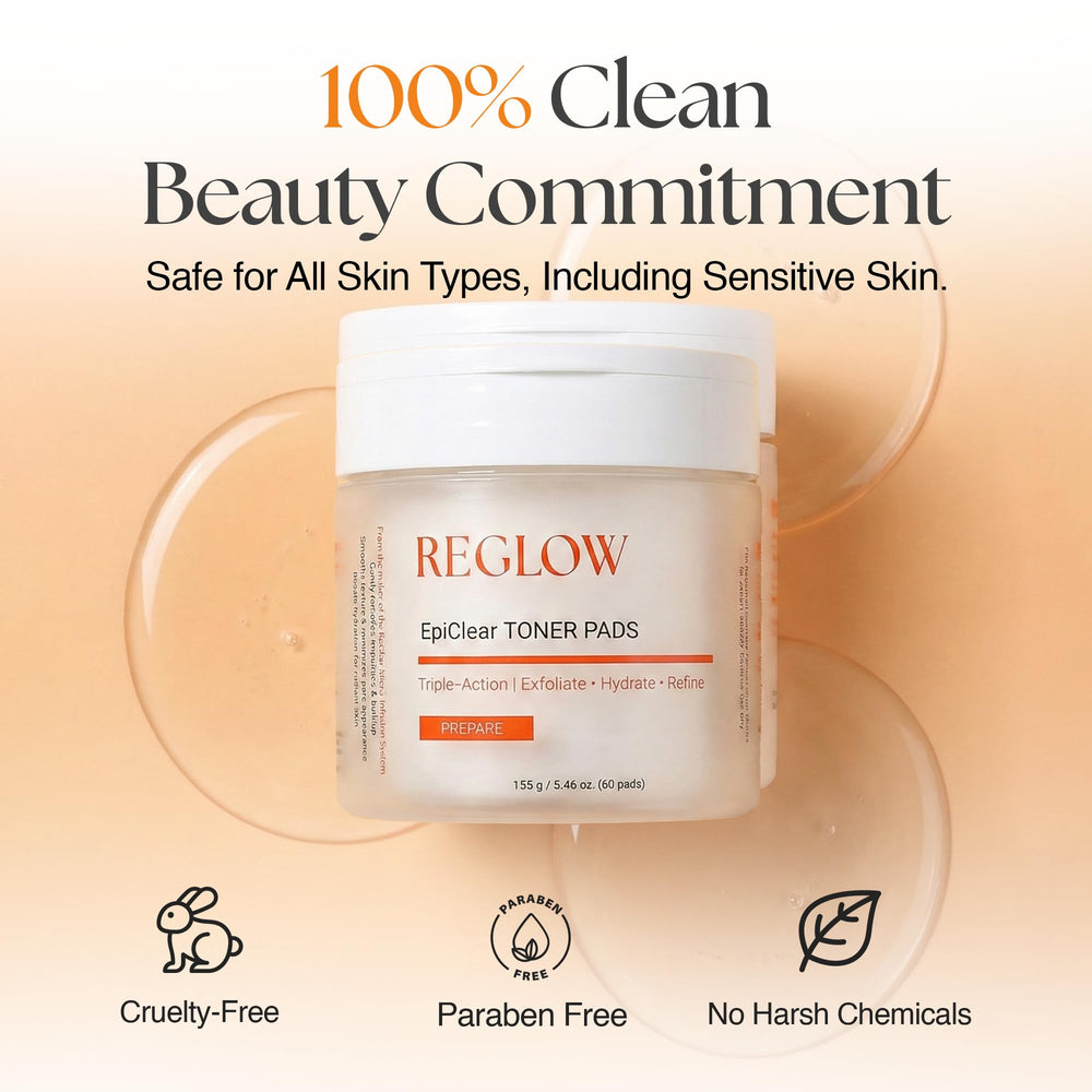Calm, hydrated glow as pad is applied.
