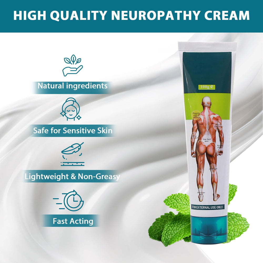 Regpem Neuropathy Relief Cream being applied to the foot during massage for cooling comfort.