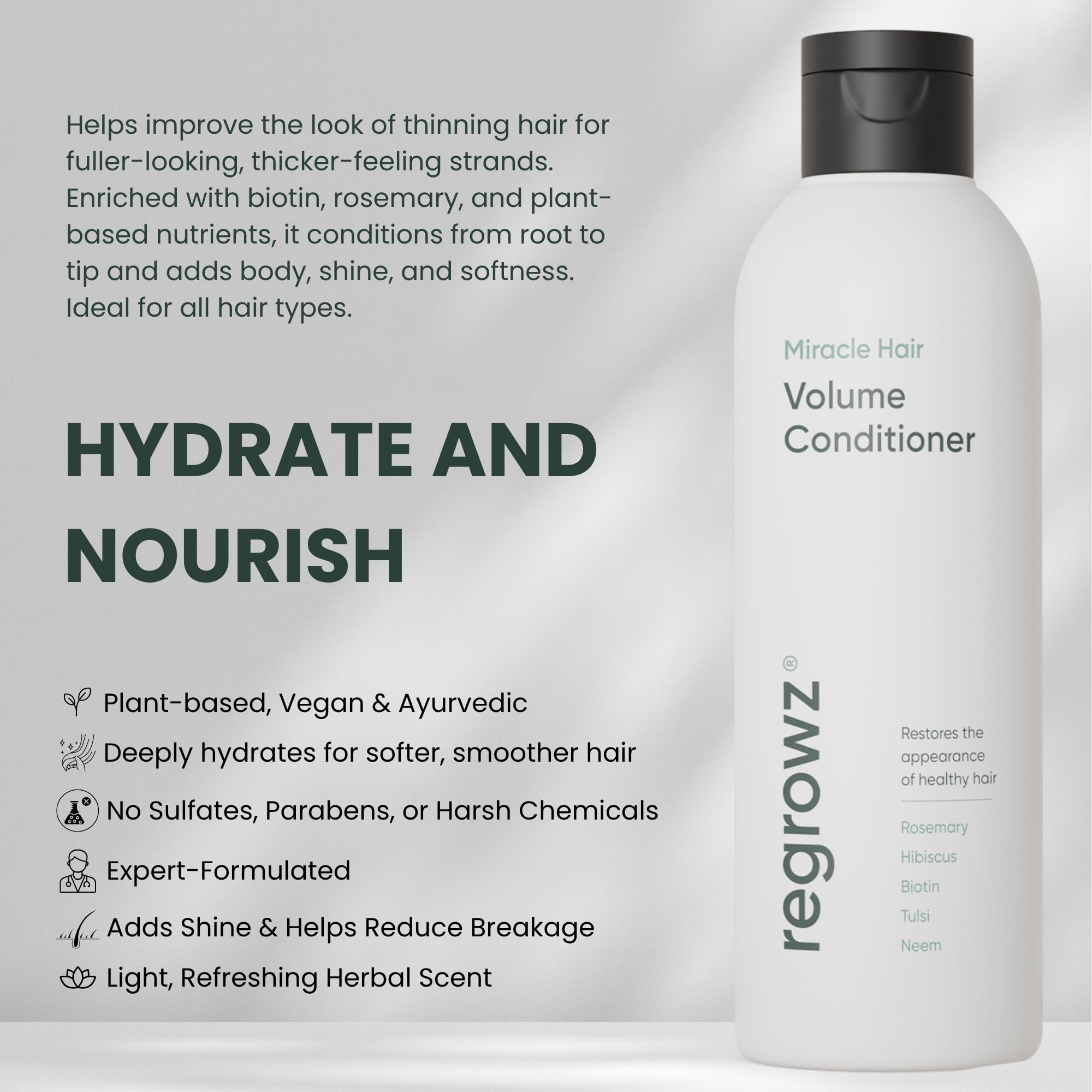 Regrowz Miracle Hair Volume Conditioner hibiscus ingredient close-up for nourishing care
