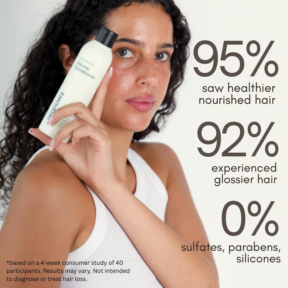 Regrowz Miracle Volume Conditioner lather demonstrates gentle cleansing for fine hair.