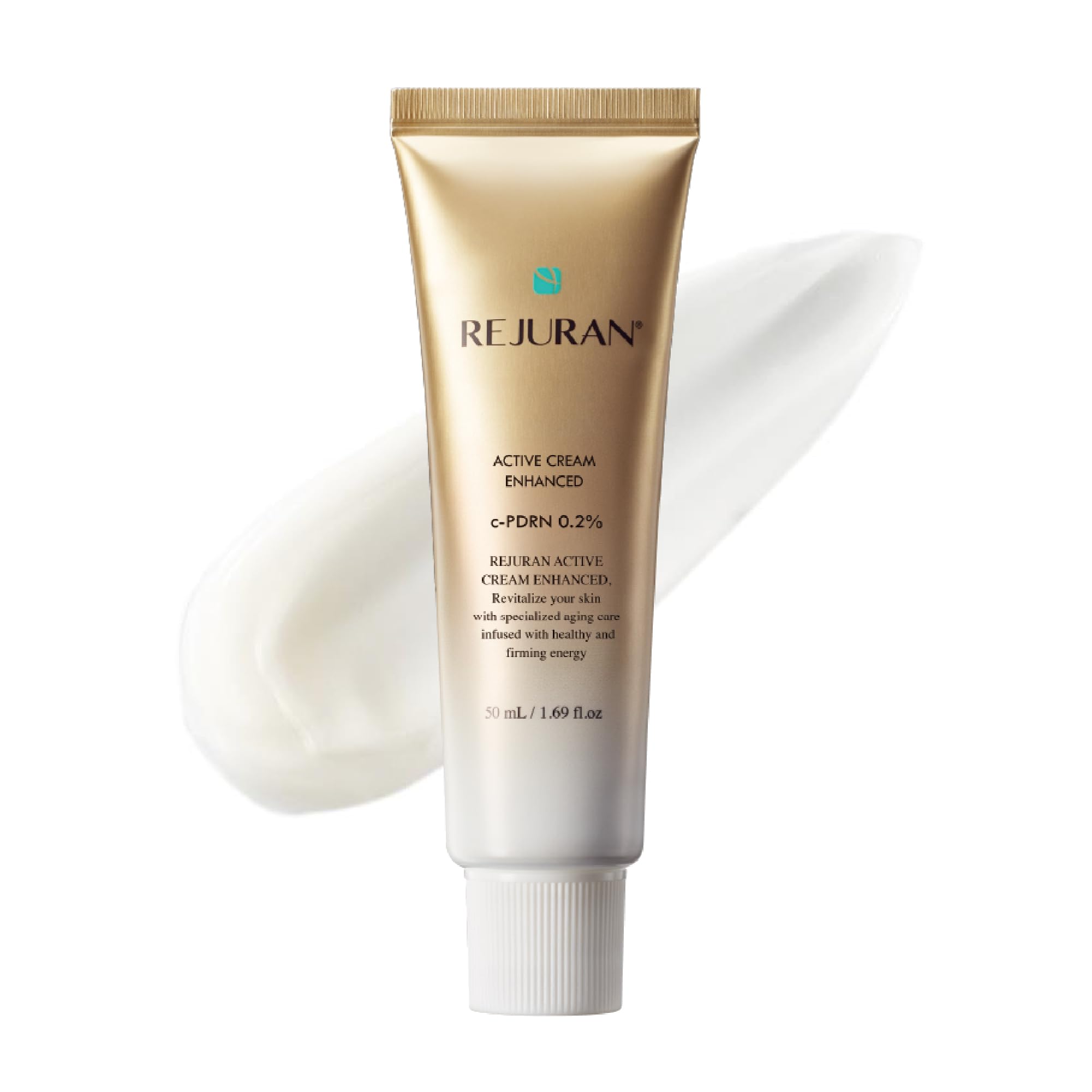REJURAN Active Cream with DOT c-PDRN bottle supports elasticity and hydration.