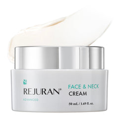 REJURAN Advanced Face & Neck Firming Cream bottle with pump for easy application and hydration.
