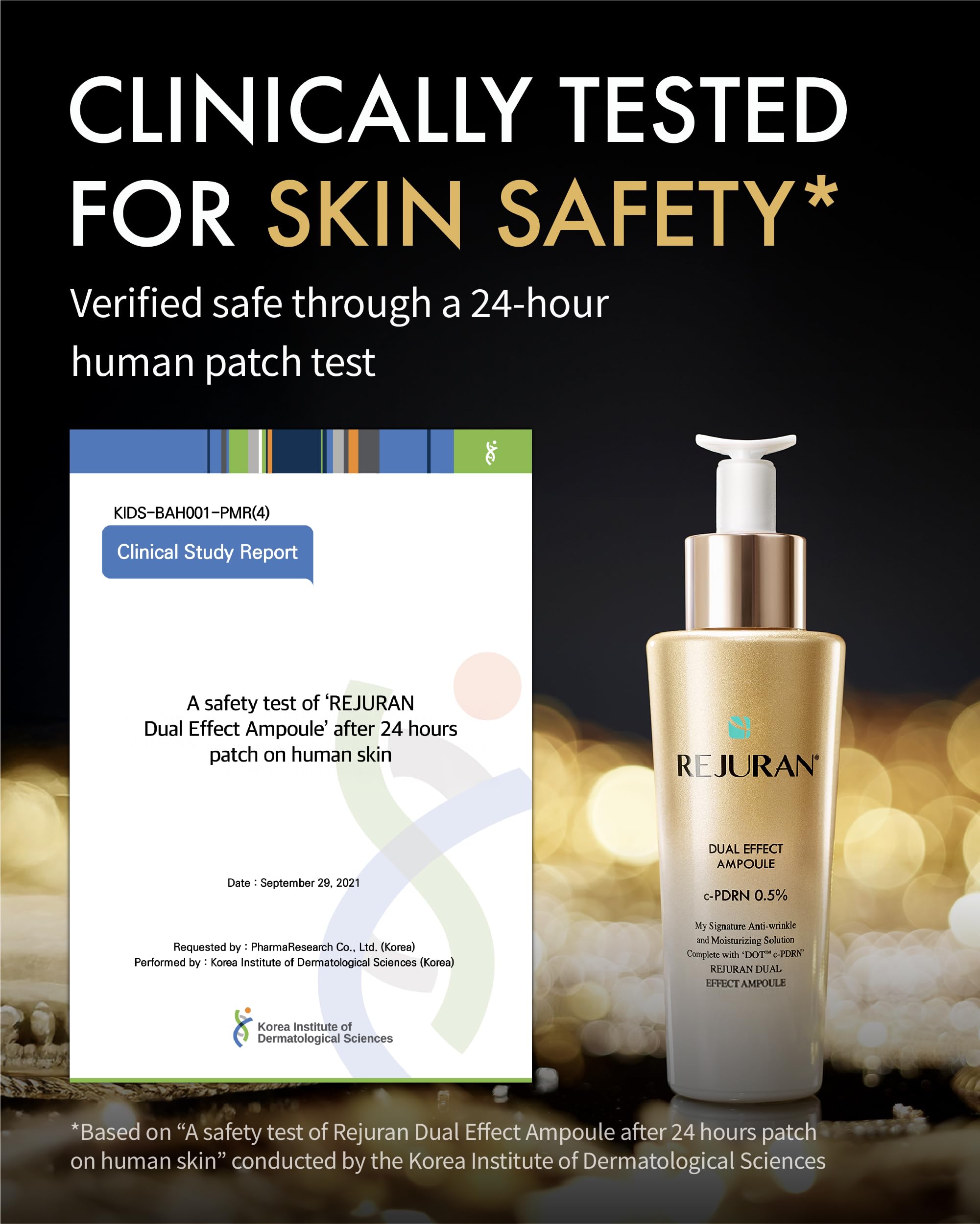 REJURAN Dual Effect Ampoule packaging and DOT technology emphasis.