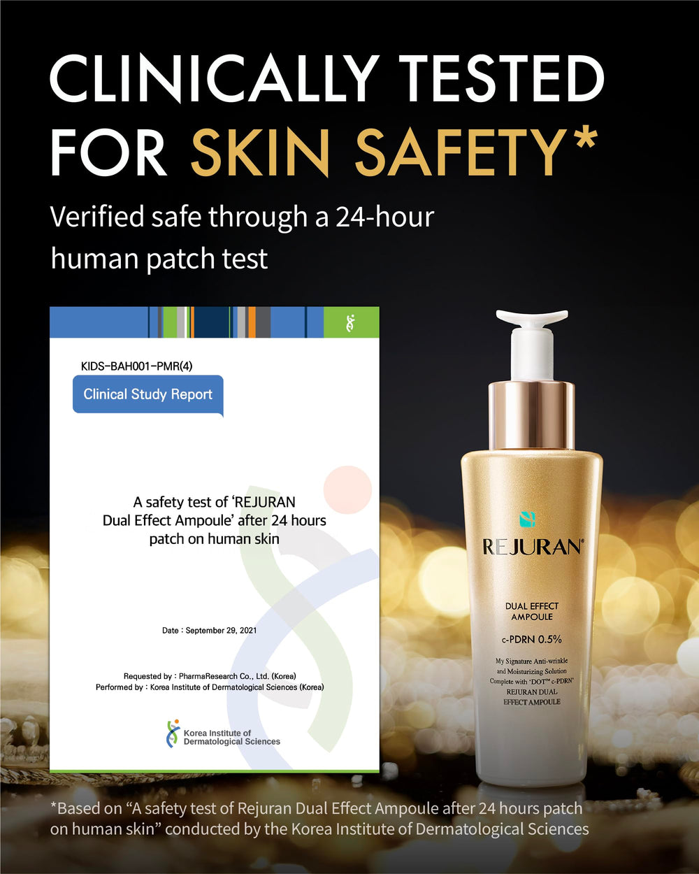 REJURAN Dual Effect Ampoule packaging and DOT technology emphasis.
