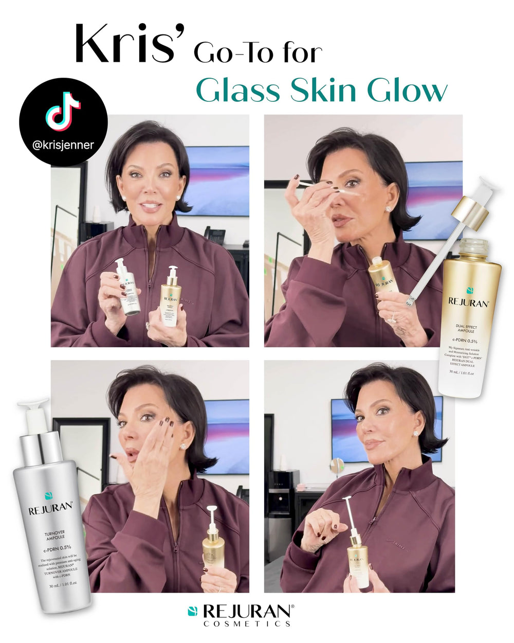 REJURAN Dual Effect Ampoule texture application on skin for hydration.
