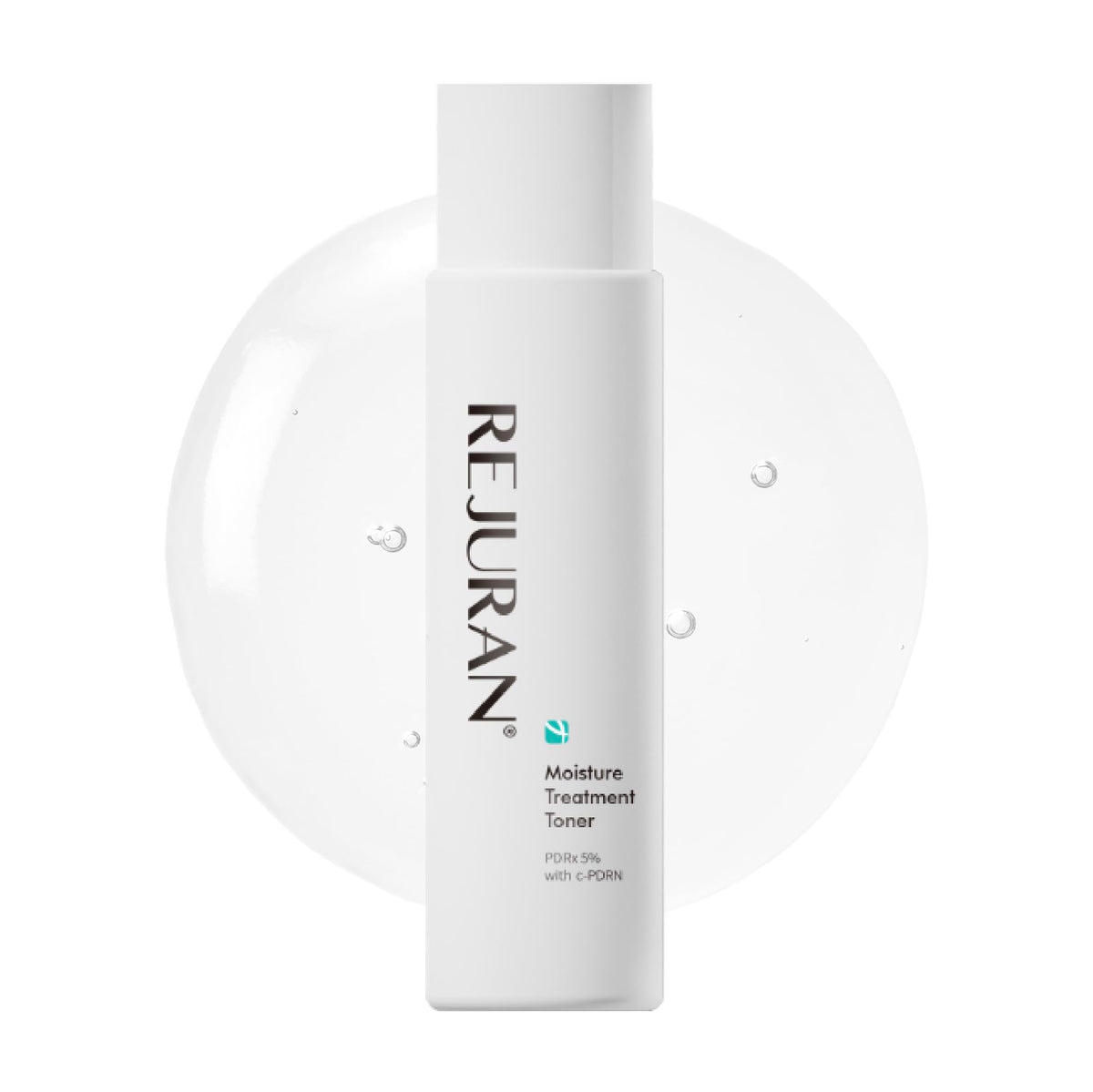 REJURAN Moisture Treatment Toner bottle close-up showing premium skincare packaging for sensitive skin.