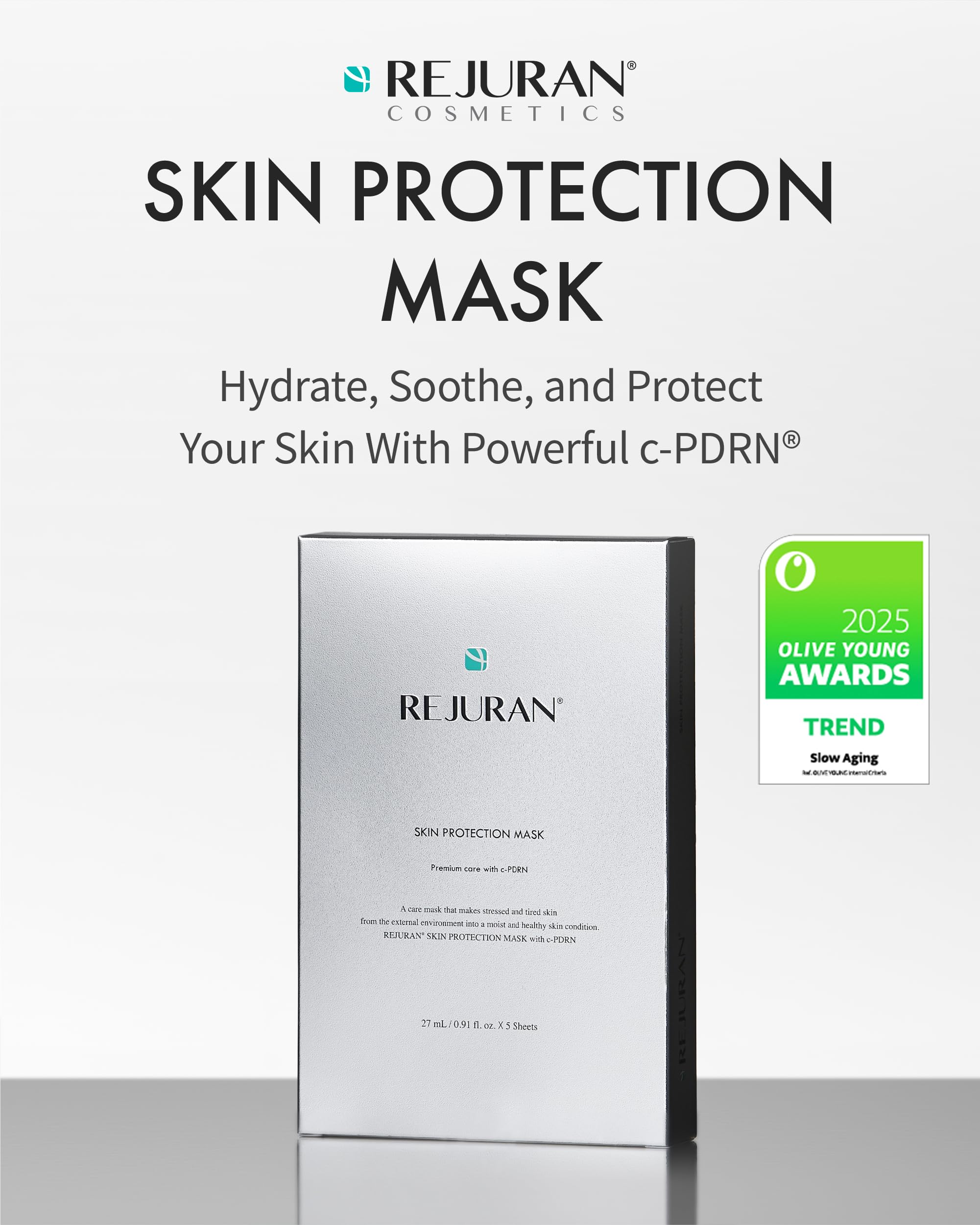 REJURAN Skin Protection Mask being applied for soothing hydration and comfort.