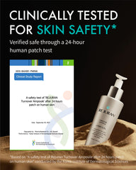 REJURAN Turnover Ampoule on fingertips, showcasing silky serum for nourishment