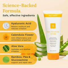 Rejuvaskin Skin Recovery Cream swirl with Aloe Vera for calm skin