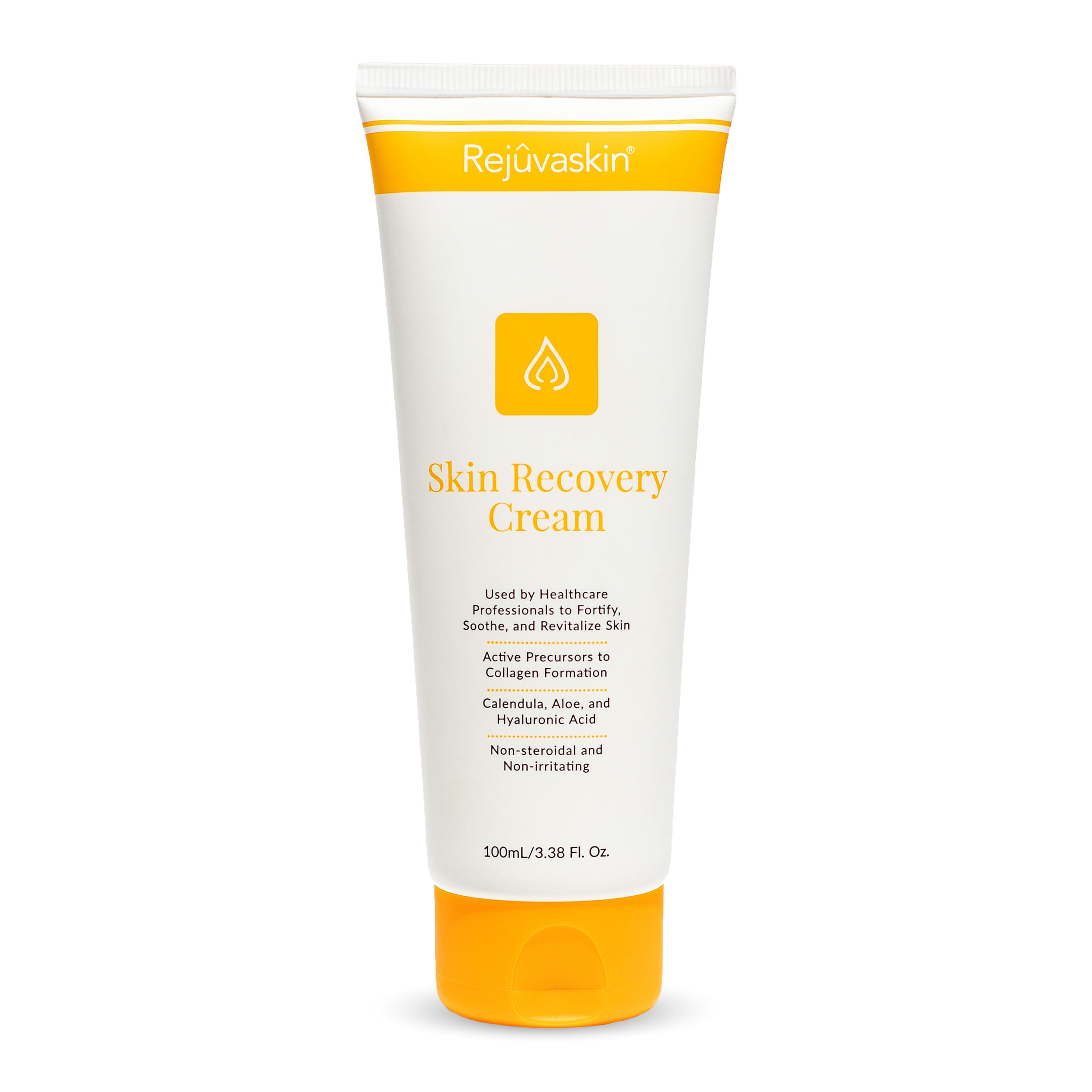 Rejuvaskin Skin Recovery Cream bottle close-up for soothing hydration