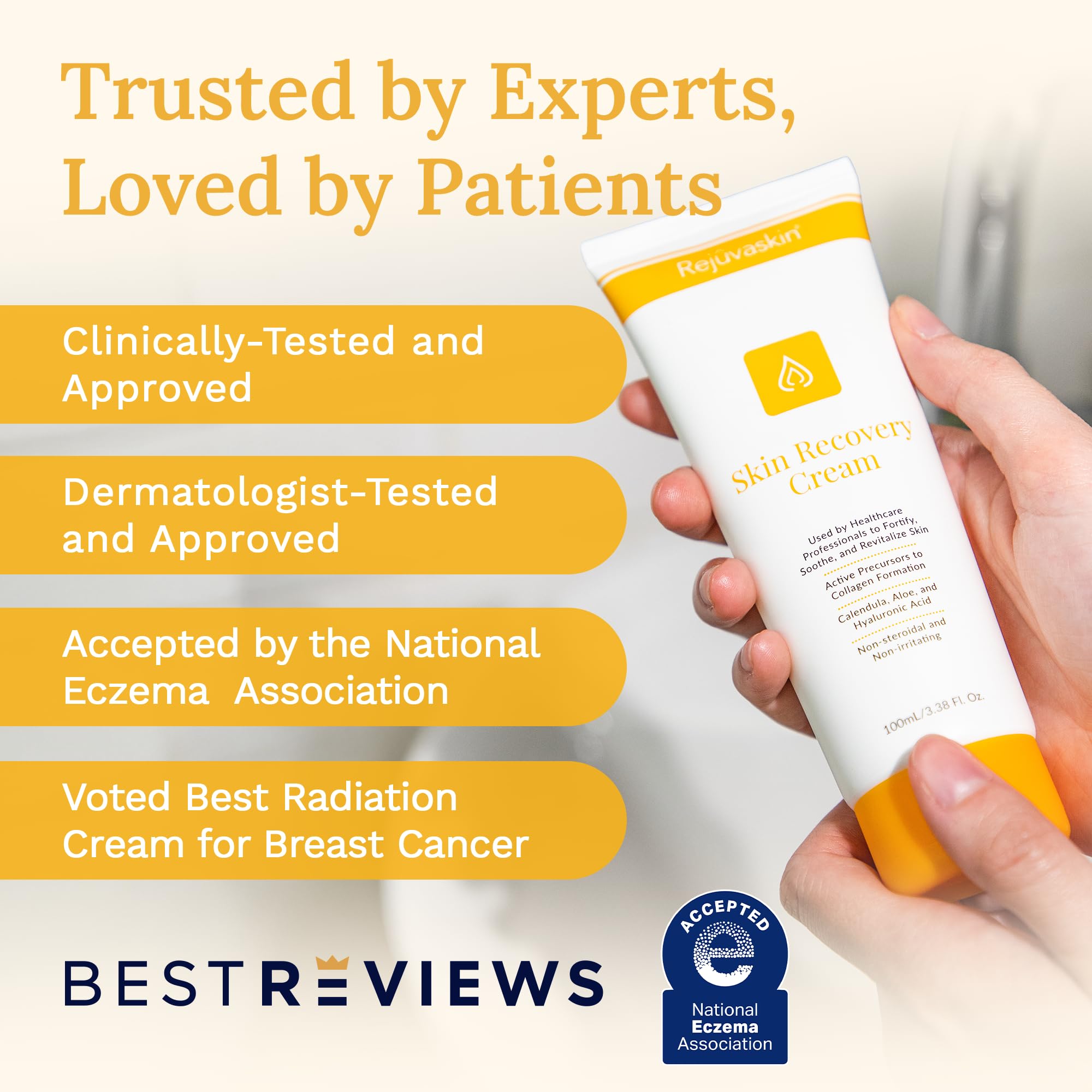 Rejuvaskin Skin Recovery Cream packaging showcases premium skincare solution