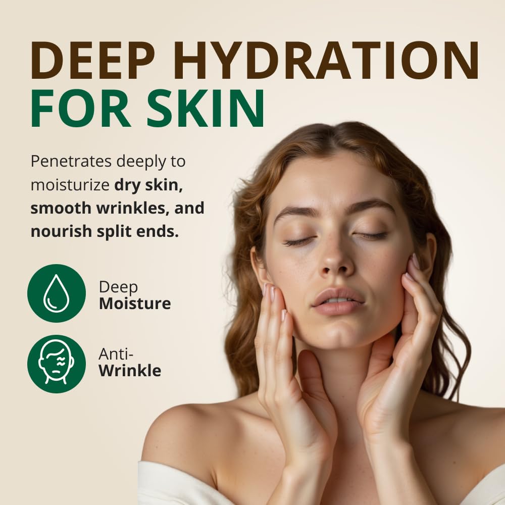 RejuveNaturals Vitamin E Oil on hair and skin, versatile nourishment.