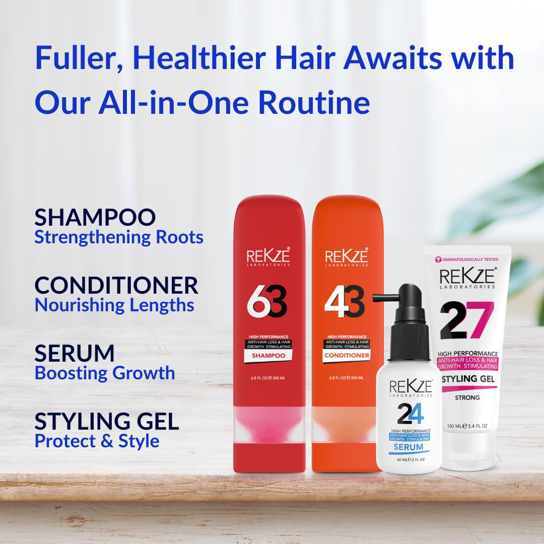 REKZE 24 Serum dropper applying to the scalp for targeted care.