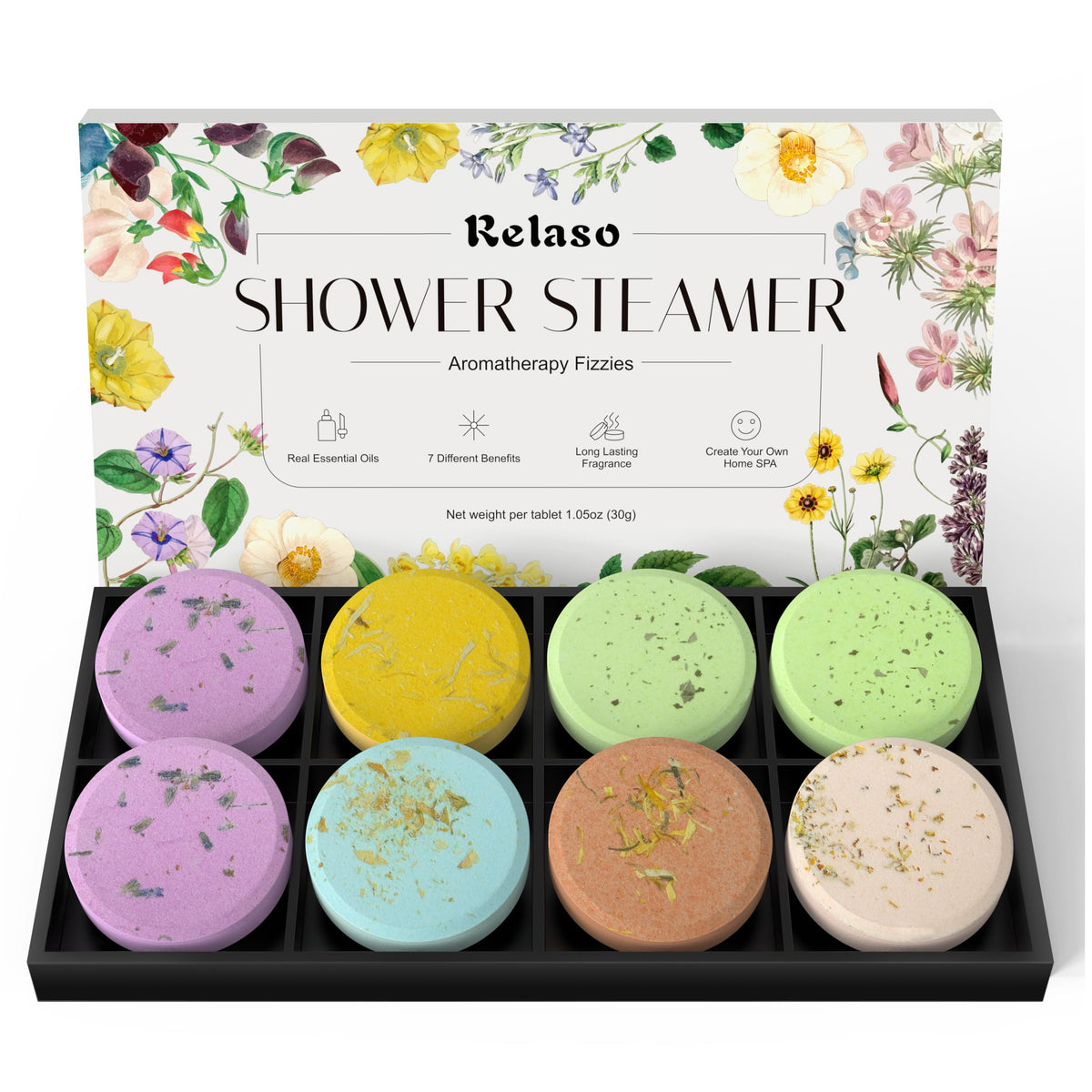 Relaso eight-pack gift box shower steamers for a spa-like home experience