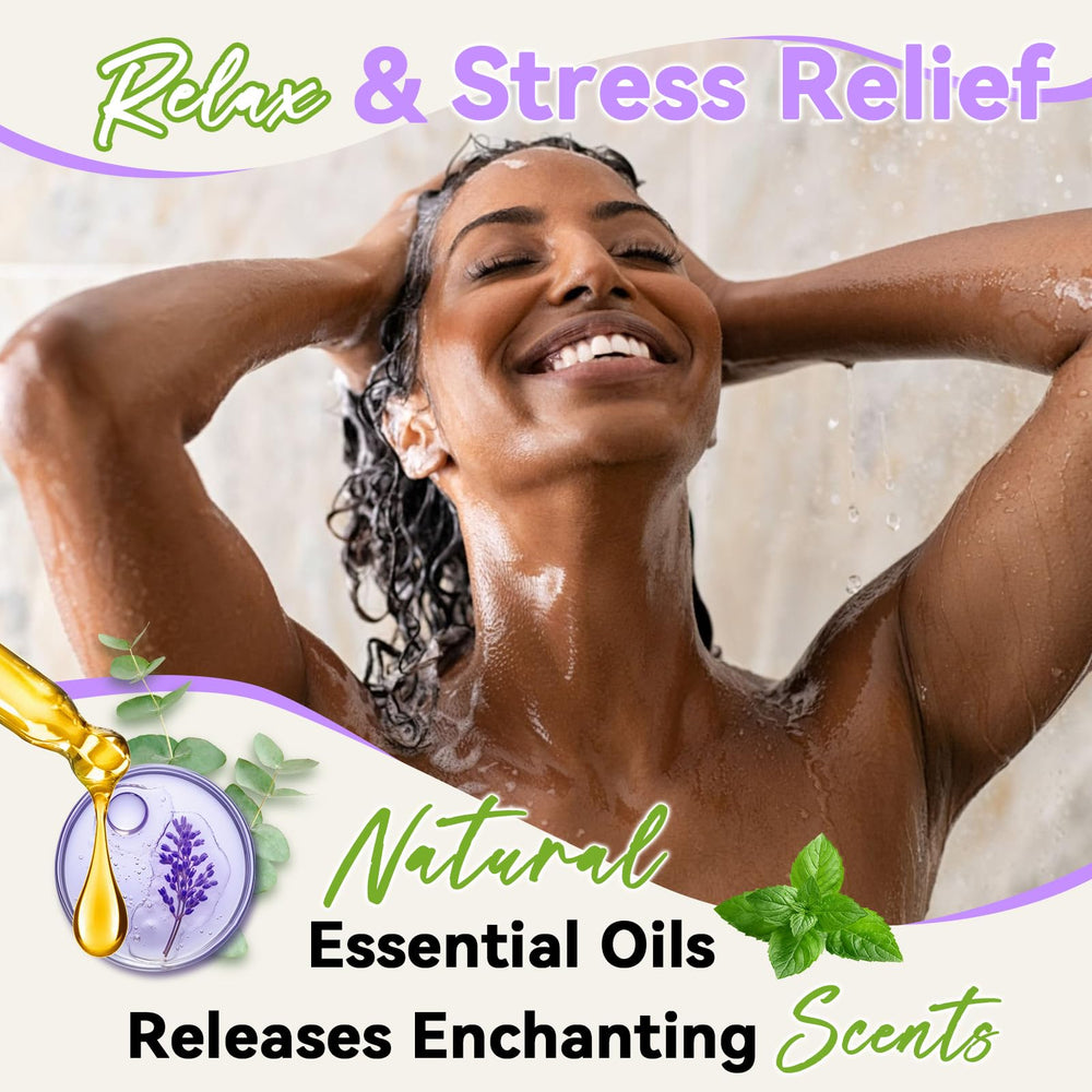 Relaso natural-ingredients label highlights plant oils for soothing showers