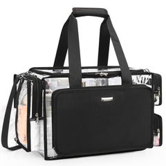 Relavel extralarge clear makeup bag front view showing visibility and structure for quick access