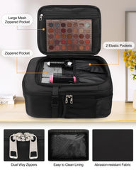 Relavel dual-layer backpack design keeps brushes and palettes organized.
