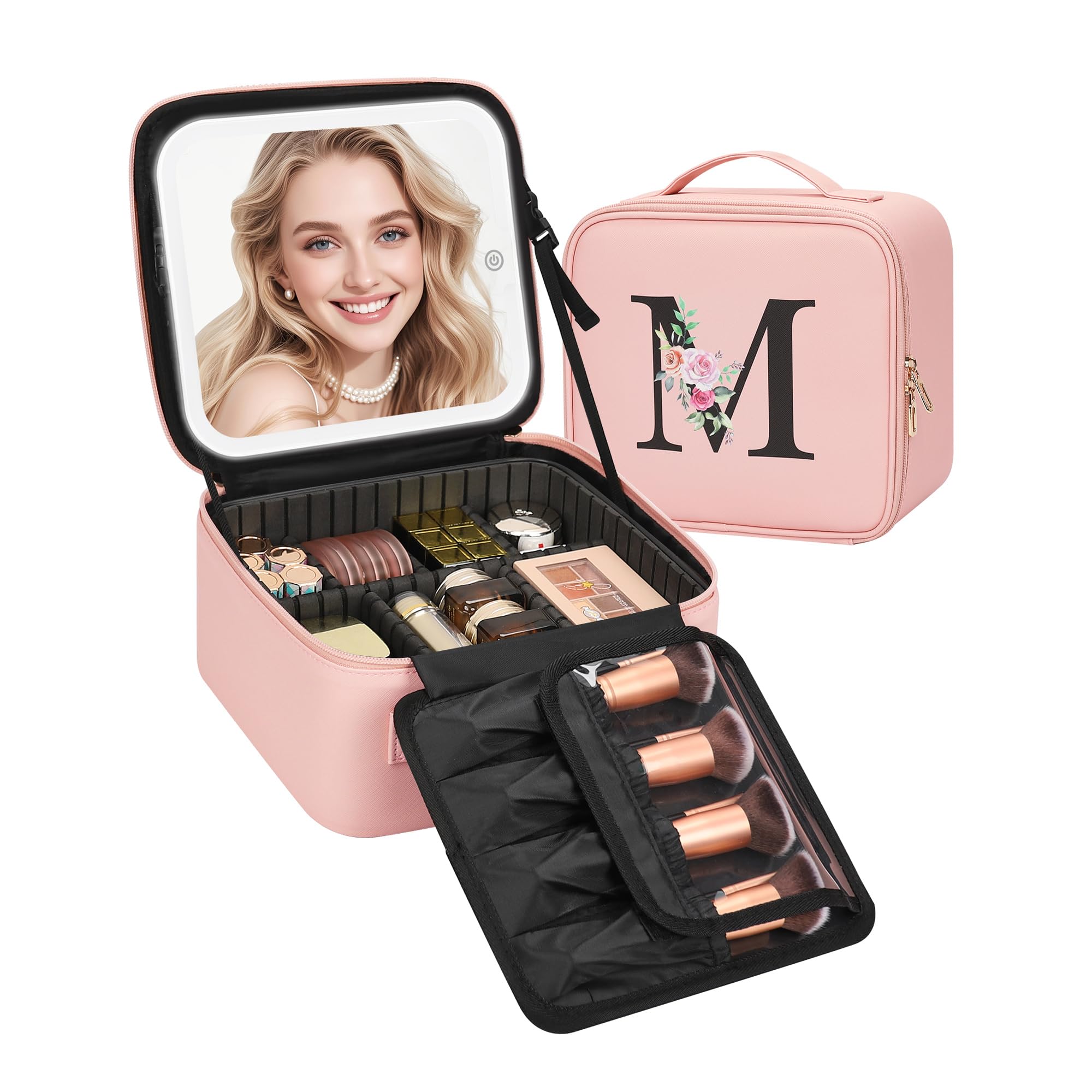 Relavel initial makeup bag with LED mirror for on-the-go touch-ups.
