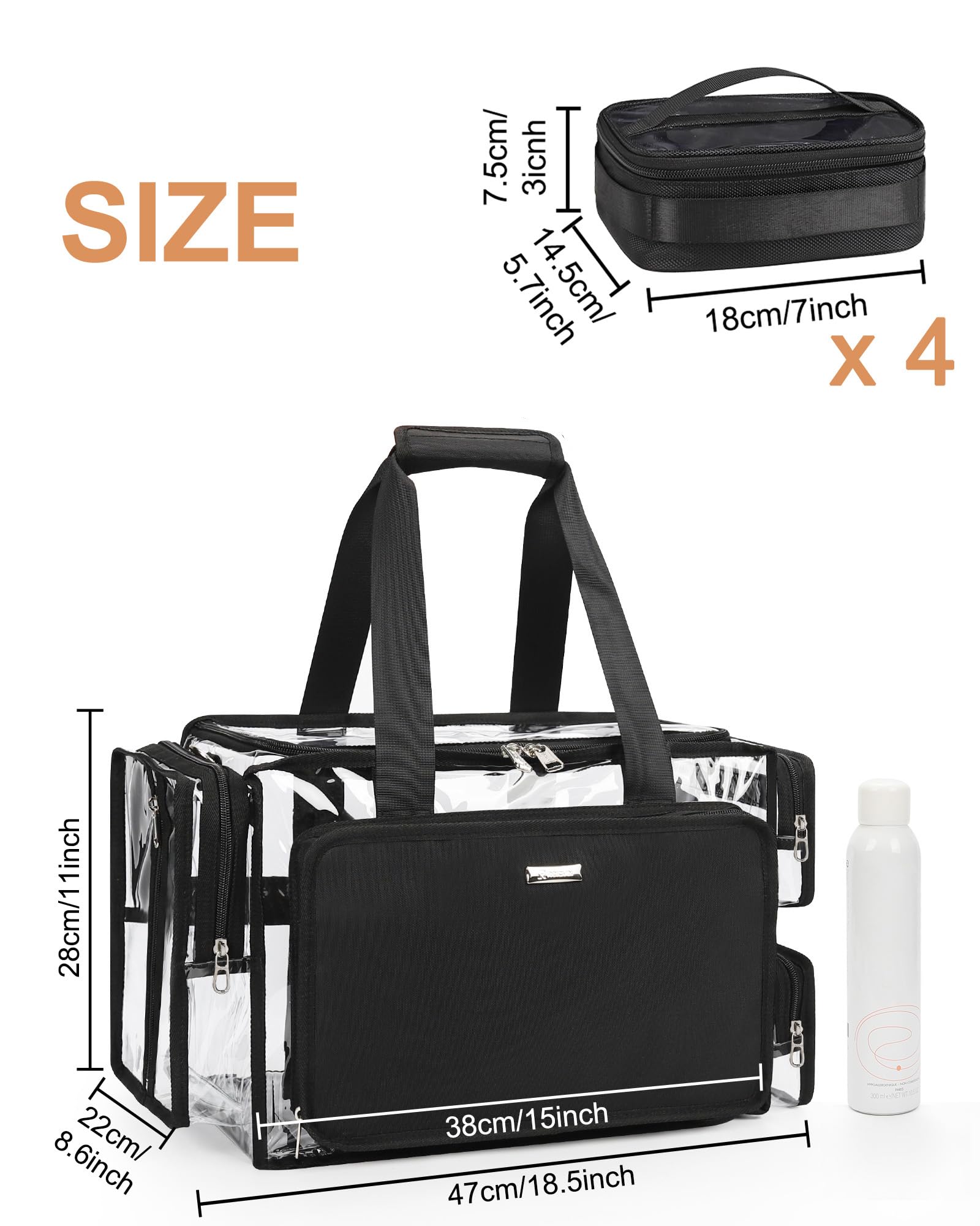 Relavel large-capacity makeup kit helps organize palettes and bottles efficiently.