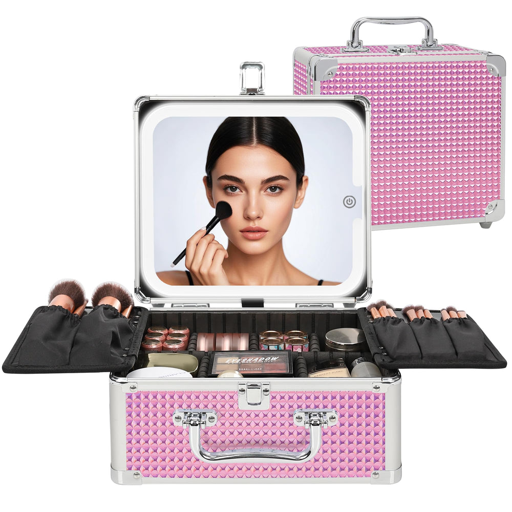 Relavel makeup bag with LED mirror for precise on-the-go makeup application