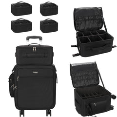 Relavel rolling makeup case front view for easy transport and organized storage.