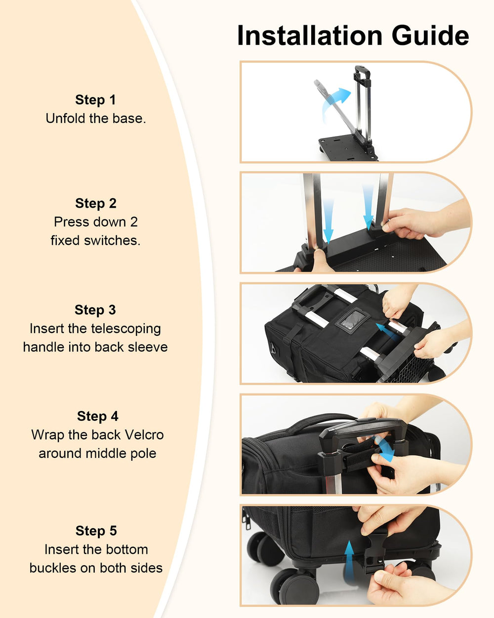 Relavel side pockets store tissues and accessories for fast access.