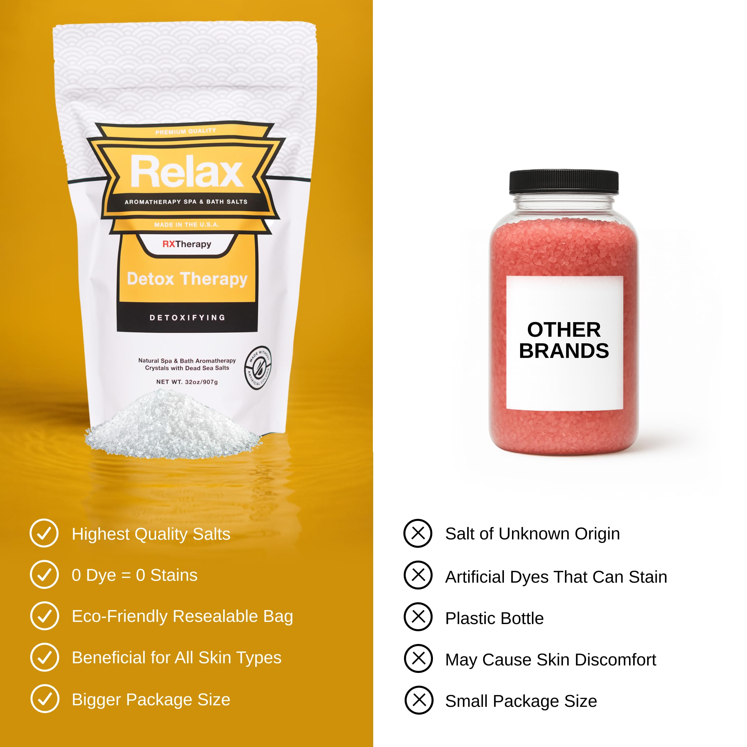 Relax Spa & Bath RX Therapy De-Stress blend pouch calms mind during soaks