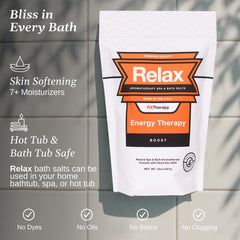 Relax Spa & Bath mineral blend close-up with magnesium and Dead Sea minerals