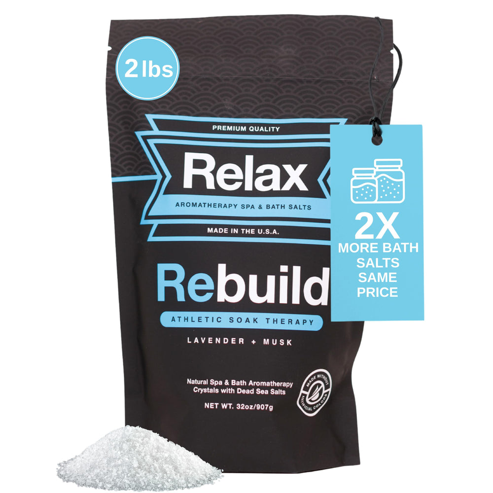 Relax Spa & Bath Lavender Musk Bath Salts bottle enhances post-activity relaxation