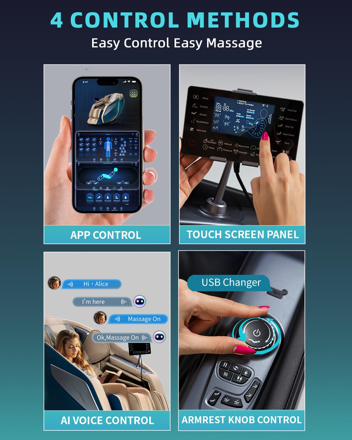 RelaxRelife AI voice control lets you adjust settings hands-free.