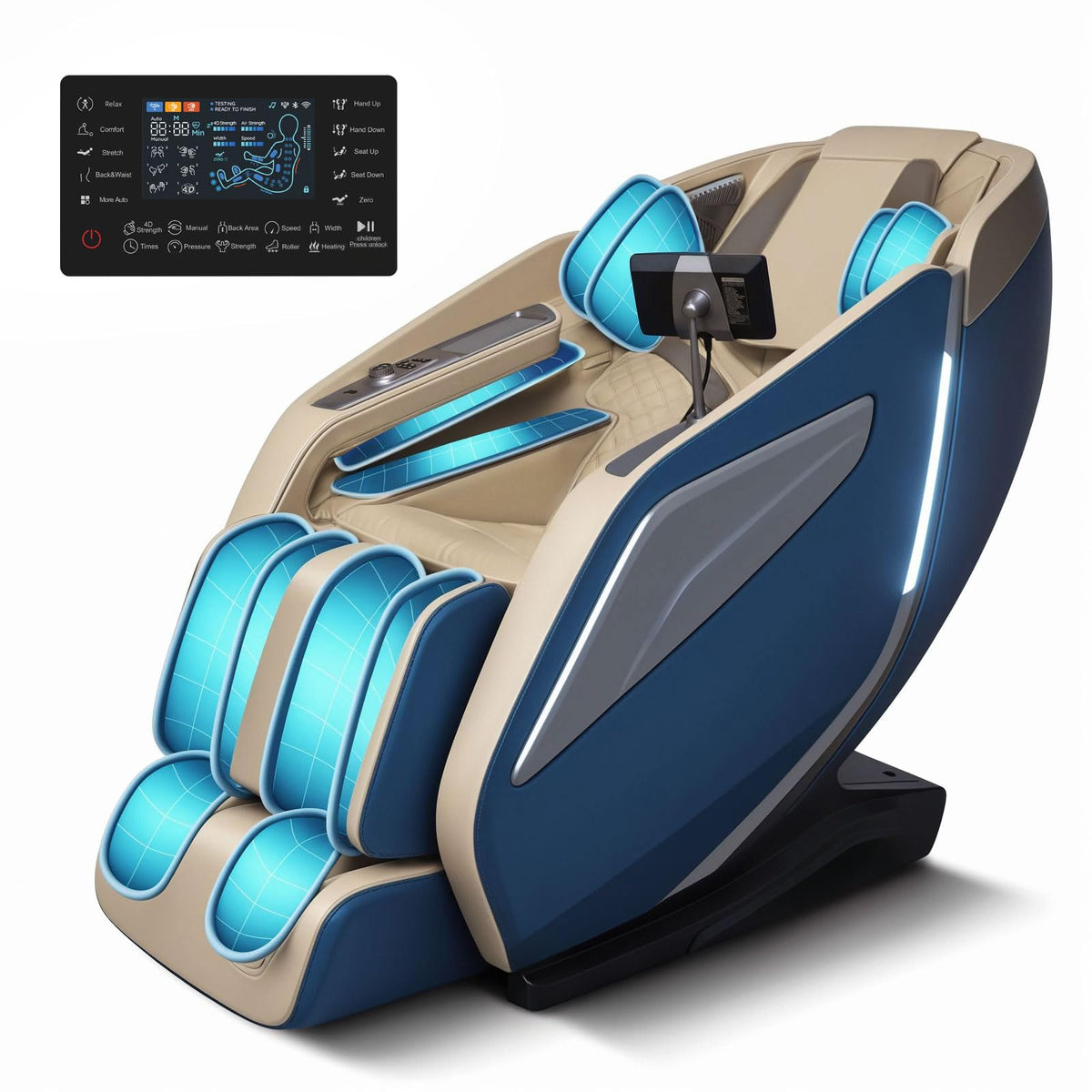 RelaxRelife full-body zero gravity chair in blue delivers immersive relaxation for the entire body.