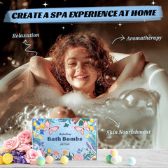 RelaxRose bath bombs create bubbly foam and vibrant colors during soaks.