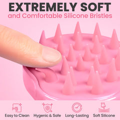 RELAXXO ergonomic grip scalp massager designed for easy handling in shower or dry use.