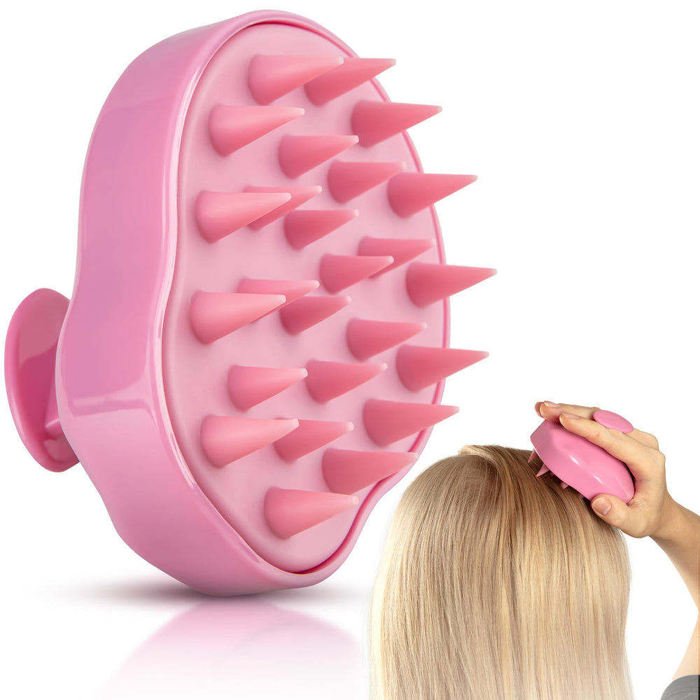 RELAXXO pink scalp massager adds a soothing touch to your routine.